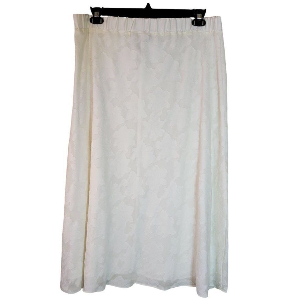 DKNY Ivory Midi Lace Skirt (Size XL)